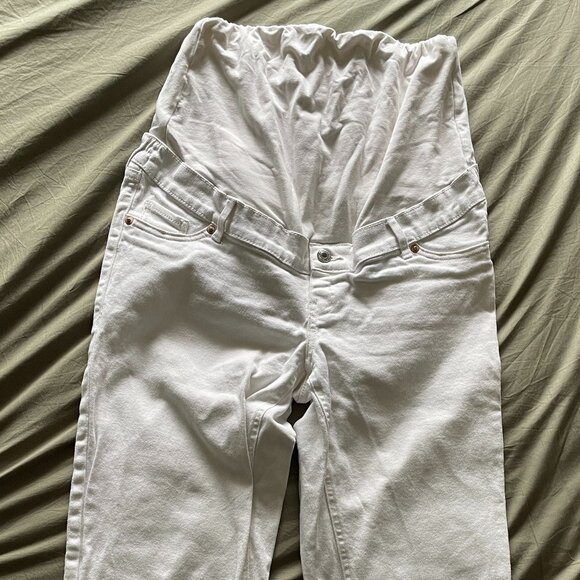 H&M MAMA Slim Ankle Jeans, White, Size Small - Picture 1 of 3